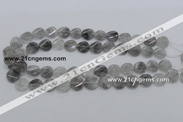 CCQ128 15.5 inches 15mm twisted coin cloudy quartz beads wholesale