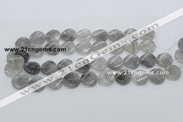 CCQ129 15.5 inches 20mm twisted coin cloudy quartz beads wholesale