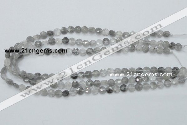 CCQ133 15.5 inches 8mm faceted coin cloudy quartz beads wholesale