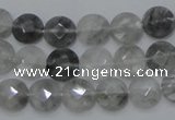 CCQ134 15.5 inches 10mm faceted coin cloudy quartz beads wholesale