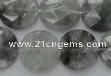 CCQ137 15.5 inches 20mm faceted coin cloudy quartz beads wholesale