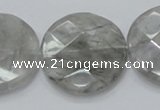 CCQ139 15.5 inches 30mm faceted coin cloudy quartz beads wholesale