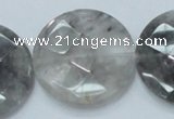 CCQ140 15.5 inches 35mm faceted coin cloudy quartz beads wholesale