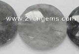 CCQ141 15.5 inches 40mm faceted coin cloudy quartz beads wholesale