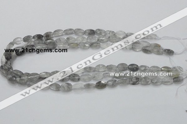 CCQ152 15.5 inches 8*12mm faceted oval cloudy quartz beads wholesale