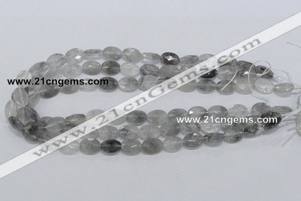 CCQ153 15.5 inches 10*14mm faceted oval cloudy quartz beads wholesale