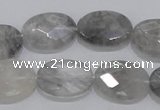 CCQ155 15.5 inches 15*20mm faceted oval cloudy quartz beads wholesale