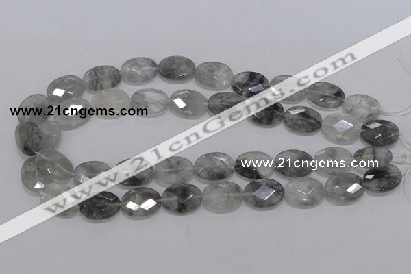 CCQ155 15.5 inches 15*20mm faceted oval cloudy quartz beads wholesale