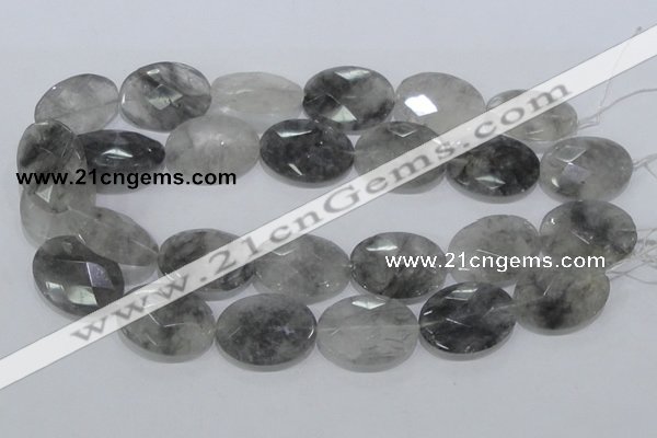 CCQ157 15.5 inches 24*30mm faceted oval cloudy quartz beads wholesale