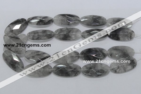 CCQ158 15.5 inches 20*40mm faceted oval cloudy quartz beads wholesale