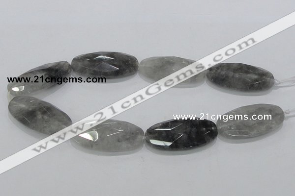 CCQ159 15.5 inches 25*50mm faceted oval cloudy quartz beads wholesale