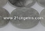 CCQ160 15.5 inches 25*35mm faceted oval cloudy quartz beads wholesale