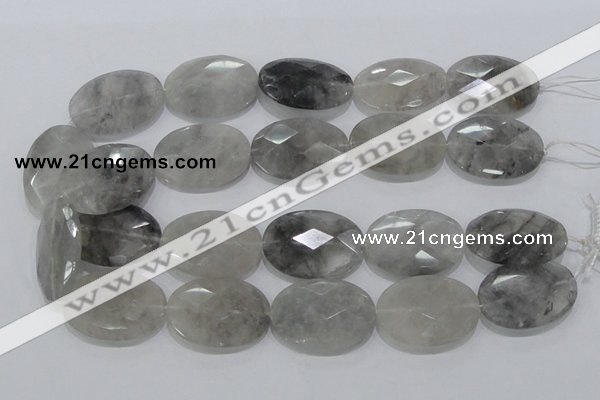 CCQ160 15.5 inches 25*35mm faceted oval cloudy quartz beads wholesale