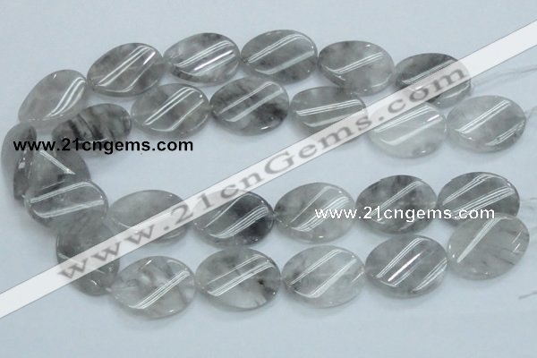 CCQ162 15.5 inches 23*30mm twisted oval cloudy quartz beads wholesale