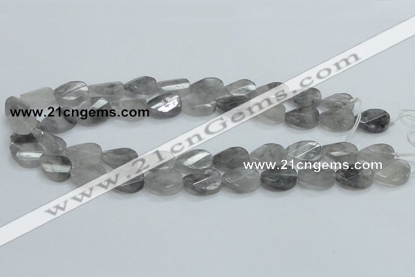 CCQ164 15.5 inches 13*18mm twisted & faceted oval cloudy quartz beads