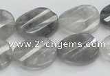 CCQ165 15.5 inches 12*20mm twisted & faceted oval cloudy quartz beads