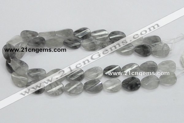 CCQ165 15.5 inches 12*20mm twisted & faceted oval cloudy quartz beads