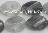 CCQ166 15.5 inches 18*25mm twisted & faceted oval cloudy quartz beads