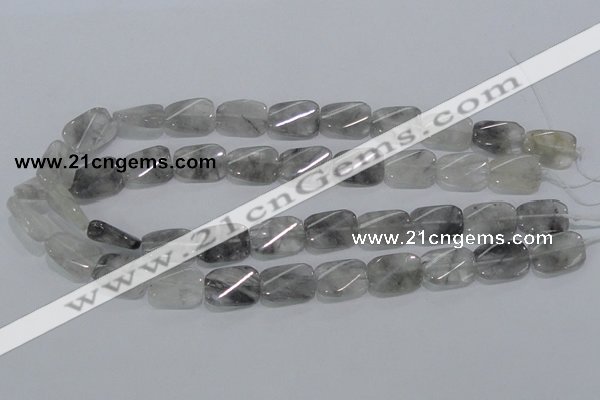 CCQ181 15.5 inches 13*19mm twisted rectangle cloudy quartz beads