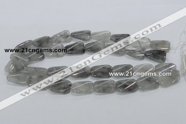 CCQ182 15.5 inches 18*25mm twisted rectangle cloudy quartz beads