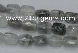 CCQ184 15.5 inches 8*10mm faceted rectangle cloudy quartz beads