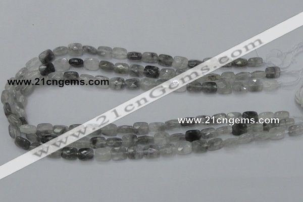 CCQ184 15.5 inches 8*10mm faceted rectangle cloudy quartz beads