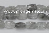 CCQ185 15.5 inches 8*12mm faceted rectangle cloudy quartz beads