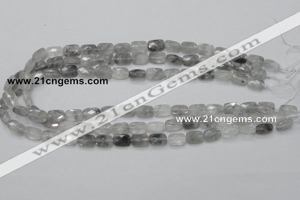 CCQ185 15.5 inches 8*12mm faceted rectangle cloudy quartz beads