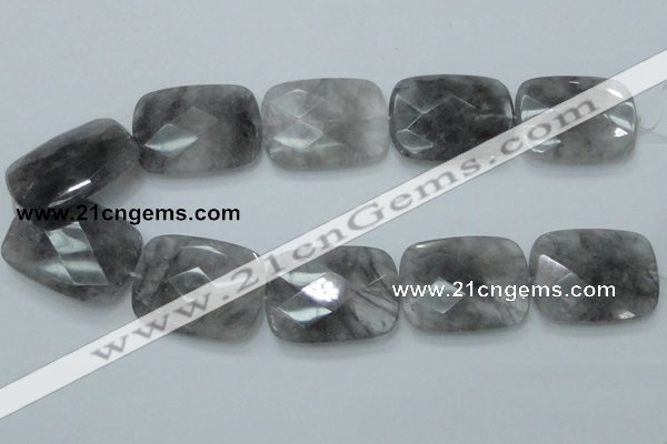 CCQ192 15.5 inches 30*40mm faceted rectangle cloudy quartz beads