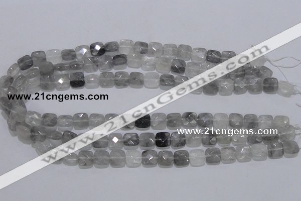 CCQ197 15.5 inches 8*8mm faceted square cloudy quartz beads