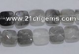 CCQ198 15.5 inches 10*10mm faceted square cloudy quartz beads