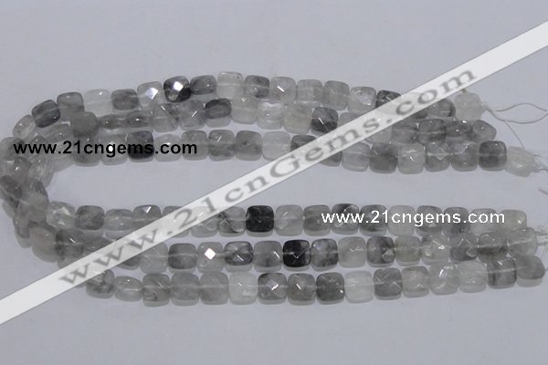 CCQ198 15.5 inches 10*10mm faceted square cloudy quartz beads