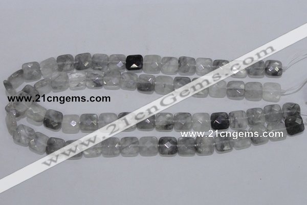 CCQ199 15.5 inches 12*12mm faceted square cloudy quartz beads