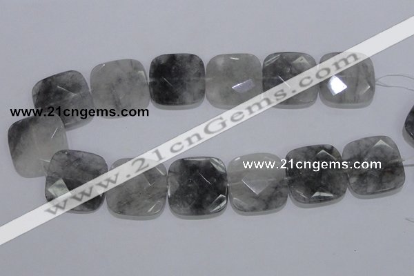 CCQ201 15.5 inches 30*30mm faceted square cloudy quartz beads