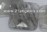 CCQ202 15.5 inches 35*35mm faceted square cloudy quartz beads