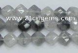 CCQ207 15.5 inches 8*8mm faceted diamond cloudy quartz beads