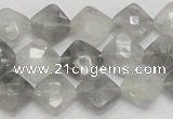 CCQ208 15.5 inches 10*10mm faceted diamond cloudy quartz beads