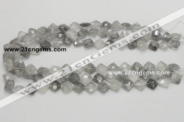 CCQ208 15.5 inches 10*10mm faceted diamond cloudy quartz beads