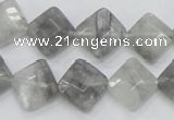 CCQ209 15.5 inches 12*12mm faceted diamond cloudy quartz beads