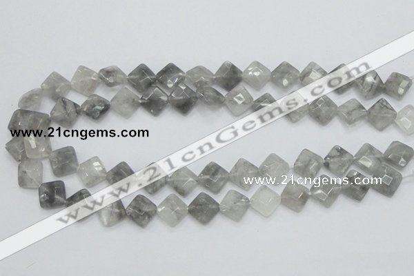 CCQ209 15.5 inches 12*12mm faceted diamond cloudy quartz beads