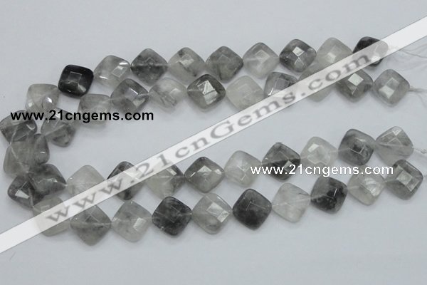 CCQ210 15.5 inches 15*15mm faceted diamond cloudy quartz beads