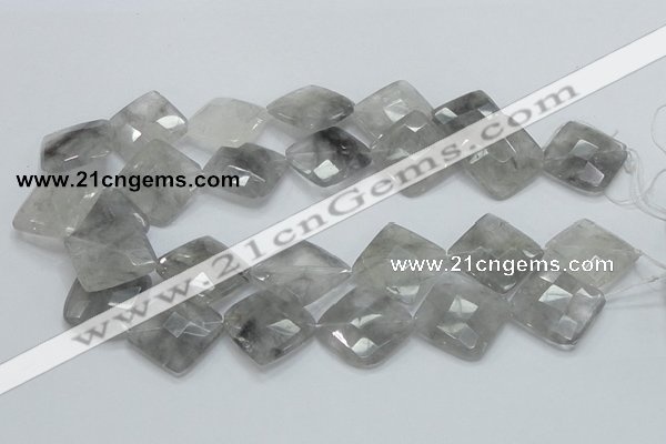 CCQ211 15.5 inches 25*25mm faceted diamond cloudy quartz beads