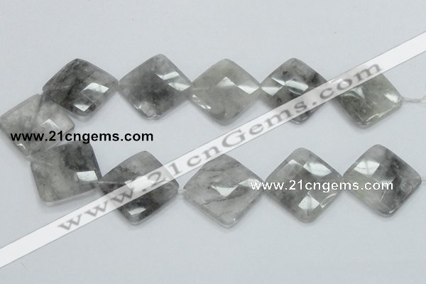 CCQ212 15.5 inches 30*30mm faceted diamond cloudy quartz beads