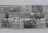 CCQ219 15.5 inches 10*15mm faceted & flat column cloudy quartz beads