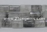 CCQ219 15.5 inches 10*15mm faceted & flat column cloudy quartz beads