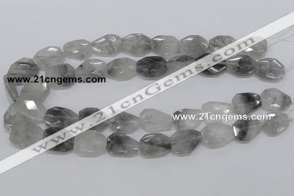 CCQ226 15.5 inches 16*22mm faceted freeform cloudy quartz beads