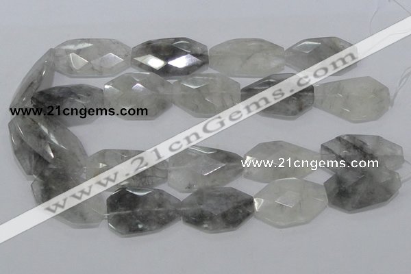 CCQ228 15.5 inches 22*35mm faceted freeform cloudy quartz beads