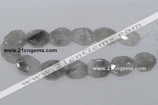 CCQ229 15.5 inches 26*32mm faceted freeform cloudy quartz beads