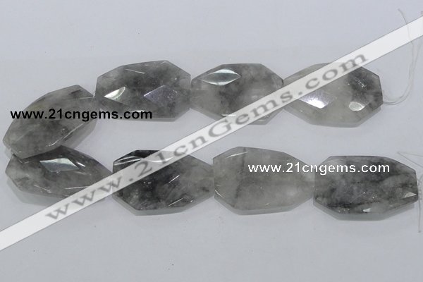 CCQ231 15.5 inches 30*50mm faceted freeform cloudy quartz beads