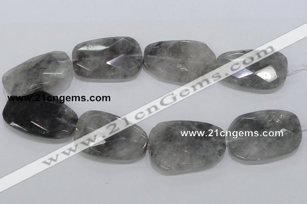 CCQ232 15.5 inches 35*50mm faceted freeform cloudy quartz beads